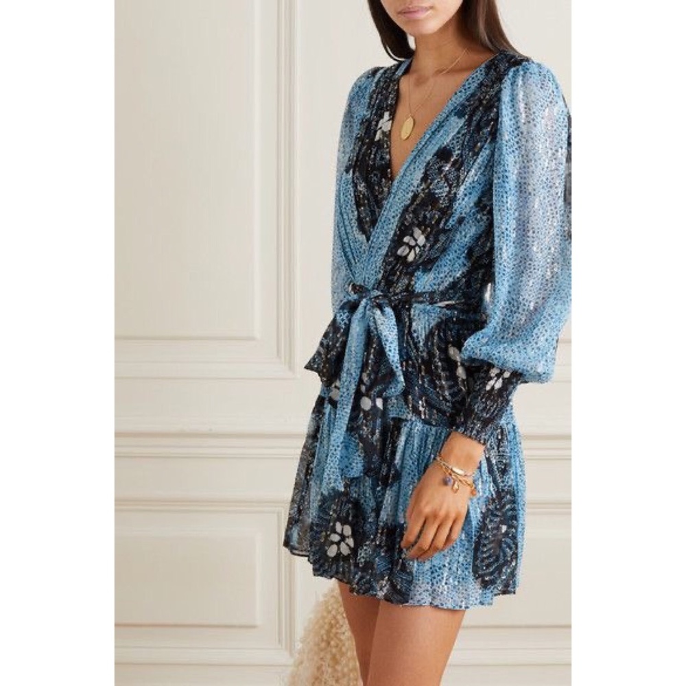 ULLA JOHNSON NOEMI WRAP-EFFECT SILK MINI DRESS